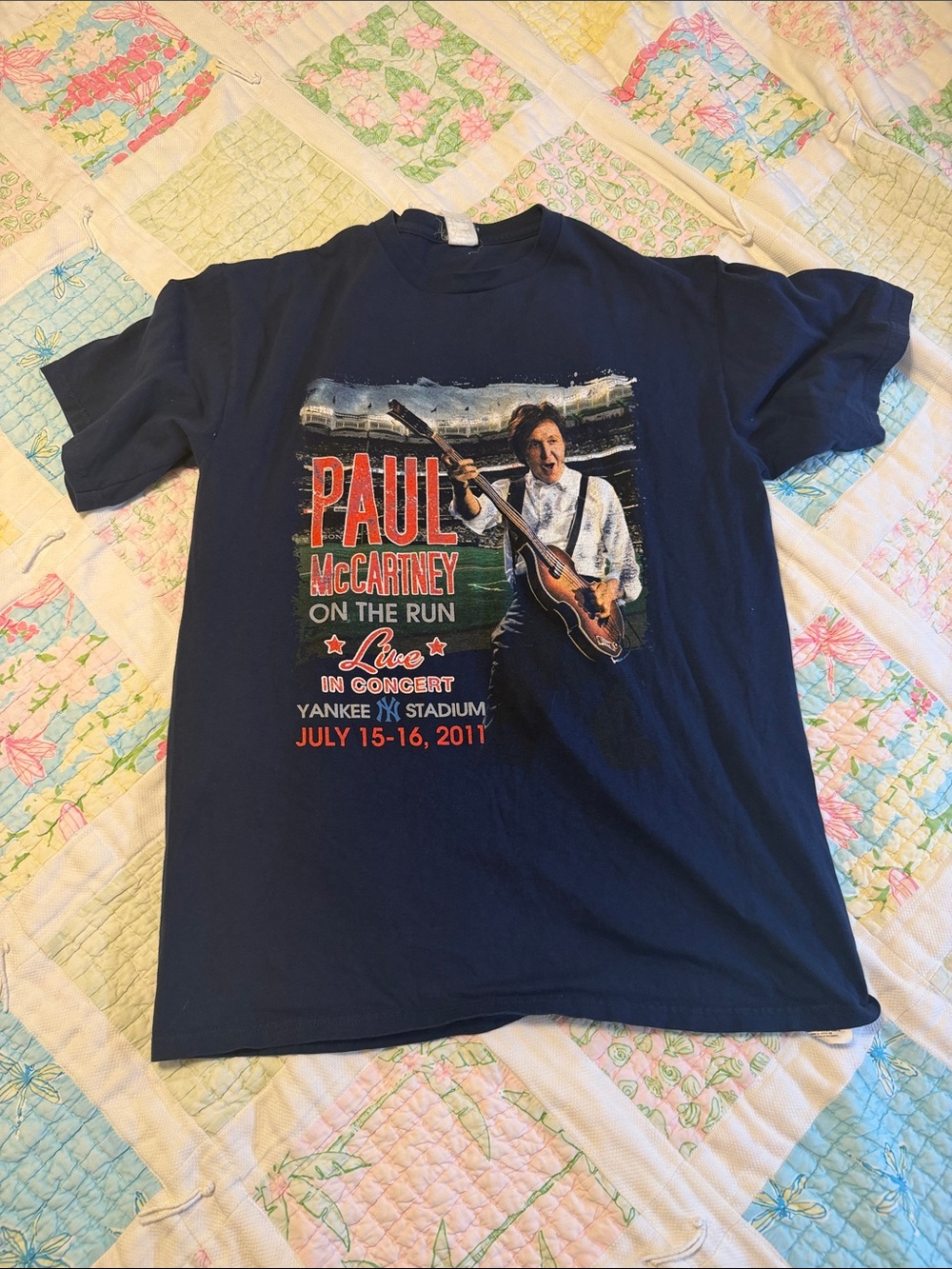 Vintage Paul McCartney Yankee Stadium Concert Graphic Tee - "On The Run"